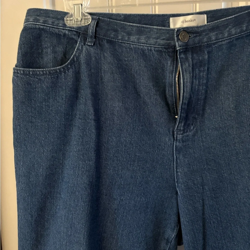 CJ Banks Denim Crop Pants w/Embroidery 18W Like New - Picture 5 of 10